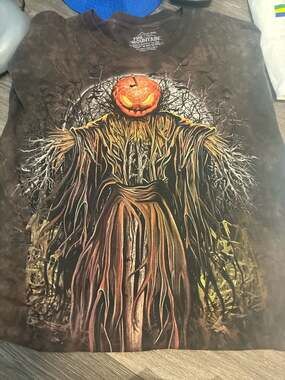 Mens 3XL Shirt Spooky Scary evil Pumpkin Halloween Haunted Tie Dye